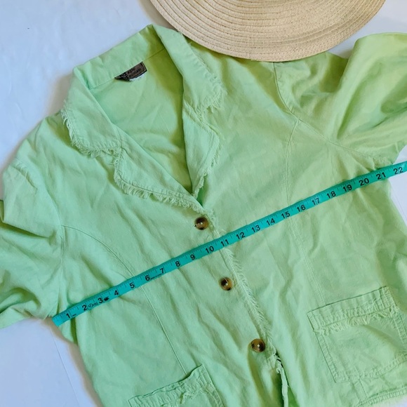 VTG lime green fringe button up light weight coat - Picture 8 of 9